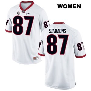 Women's Georgia Bulldogs NCAA #87 Tyler Simmons Nike Stitched White Authentic College Football Jersey UHC3454KL